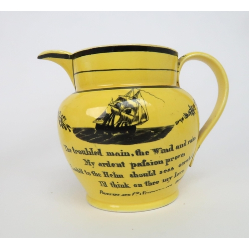 330 - A PHILLIPS AND CO  YELLOW GLAZED SUNDERLAND POTTERY JUG