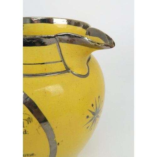 330 - A PHILLIPS AND CO  YELLOW GLAZED SUNDERLAND POTTERY JUG