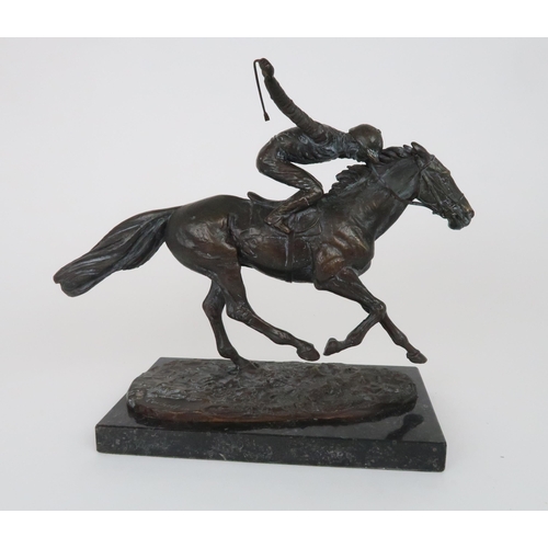 335 - DAVID CORNELL (1935) - A LIMITED EDITION BRONZE OF A JOCKEY ON HORSE