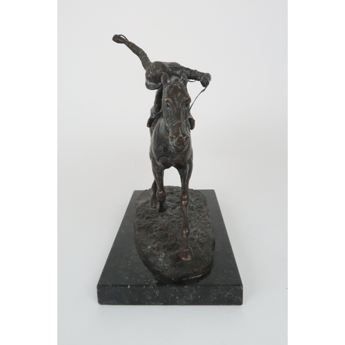 335 - DAVID CORNELL (1935) - A LIMITED EDITION BRONZE OF A JOCKEY ON HORSE