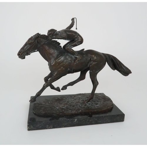 335 - DAVID CORNELL (1935) - A LIMITED EDITION BRONZE OF A JOCKEY ON HORSE