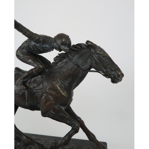 335 - DAVID CORNELL (1935) - A LIMITED EDITION BRONZE OF A JOCKEY ON HORSE