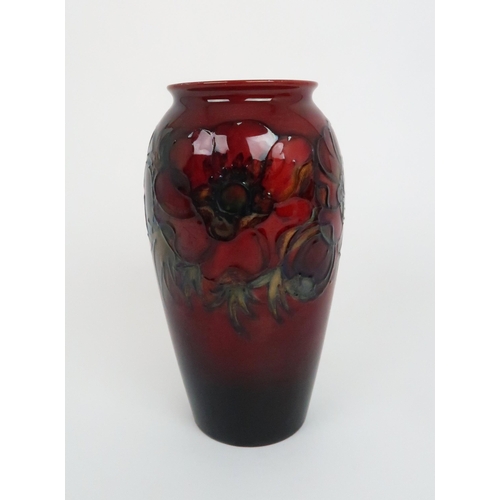 341 - A MOORCROFT FLAMBE ANEMONE PATTERN VASE