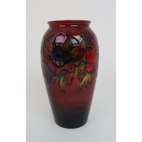 341 - A MOORCROFT FLAMBE ANEMONE PATTERN VASE