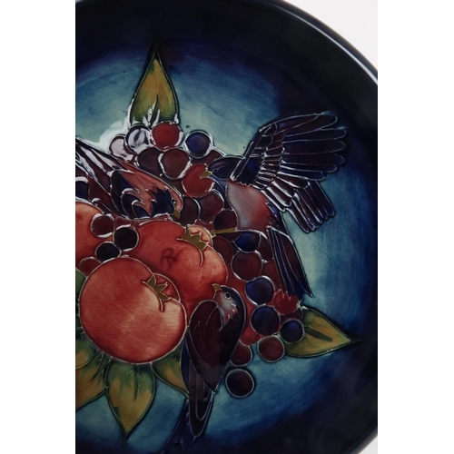 343 - A MOORCROFT FINCHES AND BERRIES PATTERN PLATE