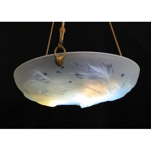 344 - A SABINO FROSTED AND OPALESCENT GLASS CEILING SHADE