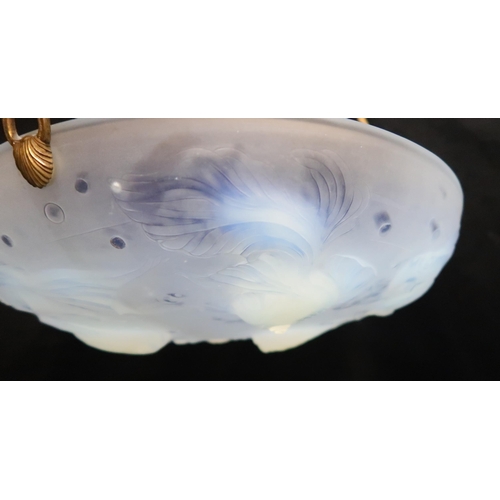 344 - A SABINO FROSTED AND OPALESCENT GLASS CEILING SHADE