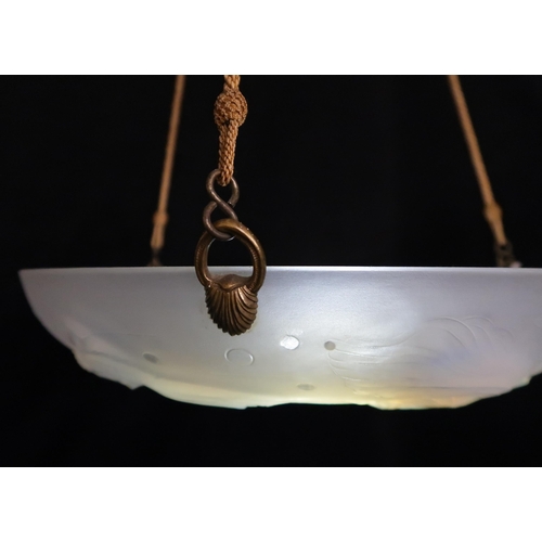 344 - A SABINO FROSTED AND OPALESCENT GLASS CEILING SHADE