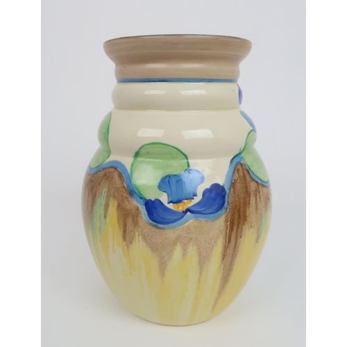 345 - CLARICE CLIFF BIZARRE DELECIA PANSIES VASE