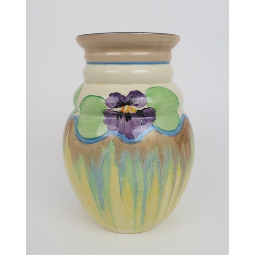 345 - CLARICE CLIFF BIZARRE DELECIA PANSIES VASE