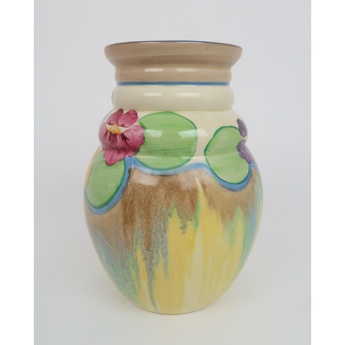 345 - CLARICE CLIFF BIZARRE DELECIA PANSIES VASE