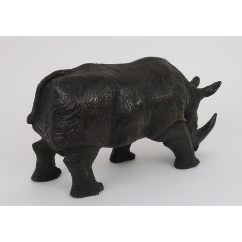 348 - A BRONZE OF A RHINO