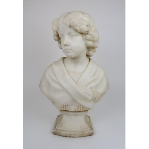 350 - DAVID WATSON STEVENSON R.S.A (1842-1904) - MARBLE BUST OF A GIRL