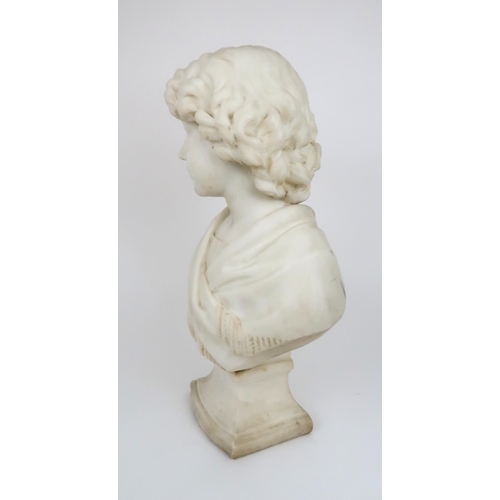 350 - DAVID WATSON STEVENSON R.S.A (1842-1904) - MARBLE BUST OF A GIRL