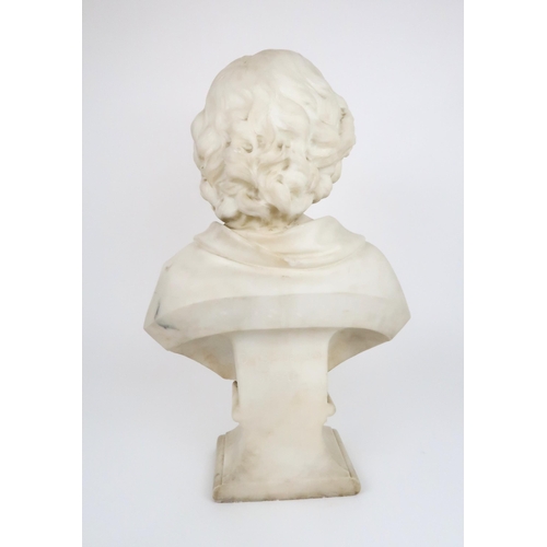 350 - DAVID WATSON STEVENSON R.S.A (1842-1904) - MARBLE BUST OF A GIRL