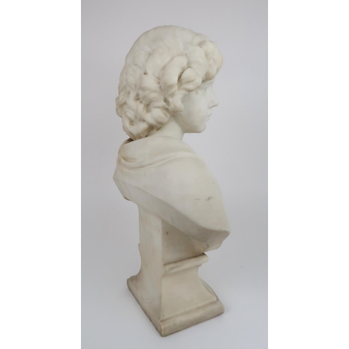 350 - DAVID WATSON STEVENSON R.S.A (1842-1904) - MARBLE BUST OF A GIRL