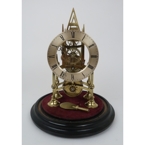 362 - A BRASS SKELETON CLOCK