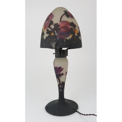 365 - A MULLER FRERES CAMEO GLASS TABLE LAMP AND SHADE