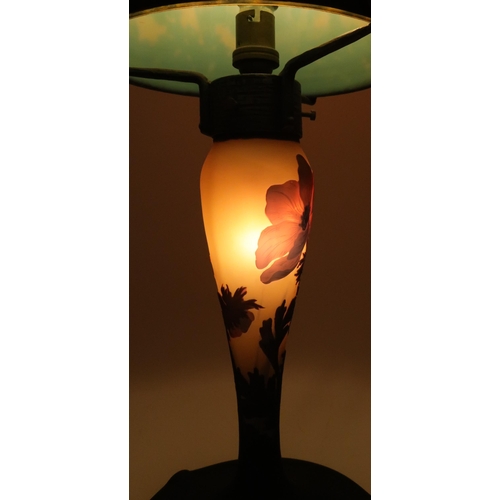 365 - A MULLER FRERES CAMEO GLASS TABLE LAMP AND SHADE