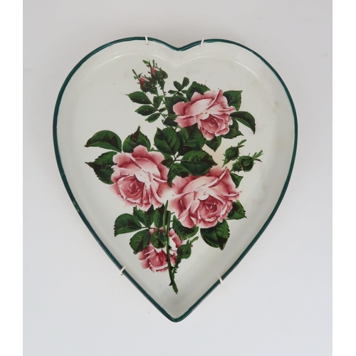 376 - A ROBERT HERON & SONS WEMYSS WARE HEART SHAPED TRAY