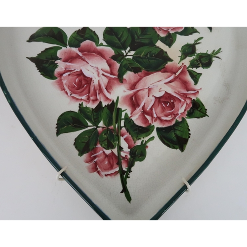 376 - A ROBERT HERON & SONS WEMYSS WARE HEART SHAPED TRAY