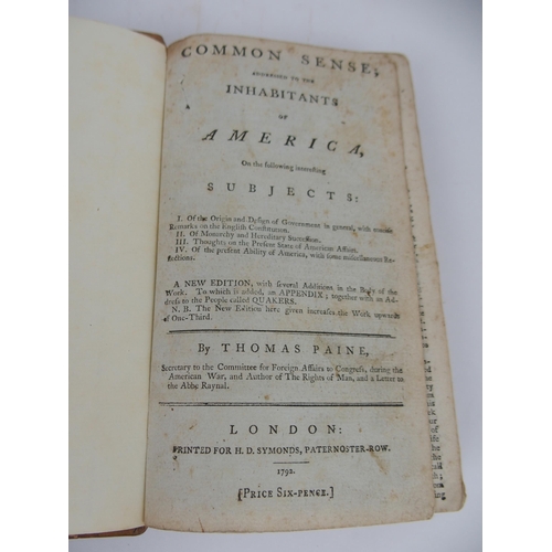 477 - COMMON SENSE ADDRESS TO THE INHABITANTS OF AMERICA BY THOMAS PAINE