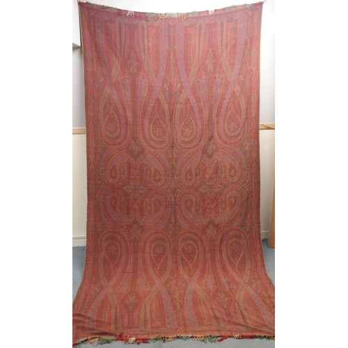 482 - A VICTORIAN RED PAISLEY SHAWL