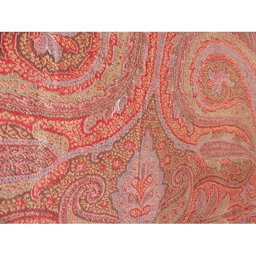 482 - A VICTORIAN RED PAISLEY SHAWL