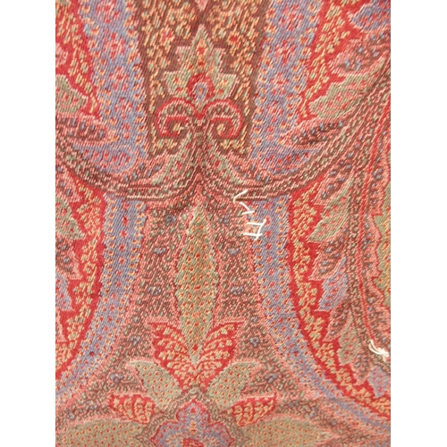 482 - A VICTORIAN RED PAISLEY SHAWL