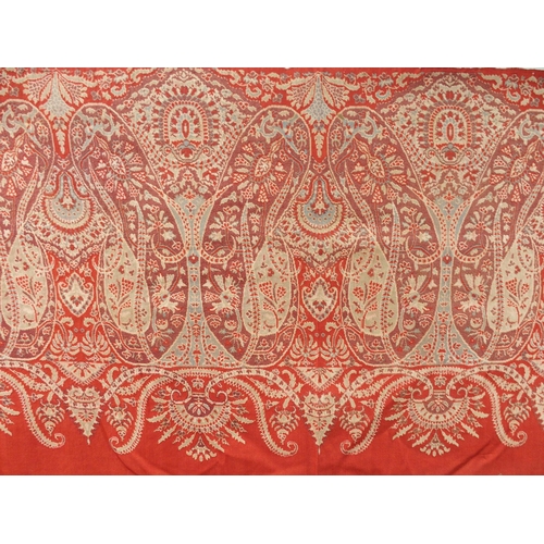 482 - A VICTORIAN RED PAISLEY SHAWL