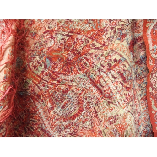 482 - A VICTORIAN RED PAISLEY SHAWL