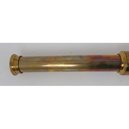 483 - A LACQUERED BRASS AND LEATHER TELESCOPE SINGLE DRAWER TELESCOPE