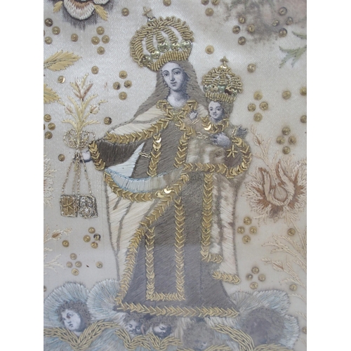 488 - AN ANTIQUE EMBROIDERY OF CHRIST CARRYING THE CROSS