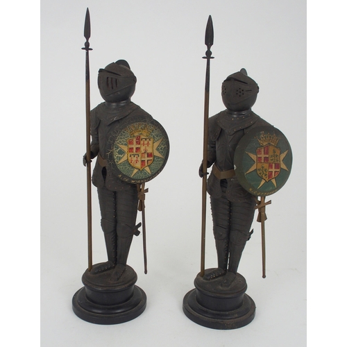 495 - A PAIR OF EARLY 20TH CENTURY MALTESE MODELS OF KNIGHTS IN ARMOUR