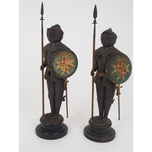 495 - A PAIR OF EARLY 20TH CENTURY MALTESE MODELS OF KNIGHTS IN ARMOUR