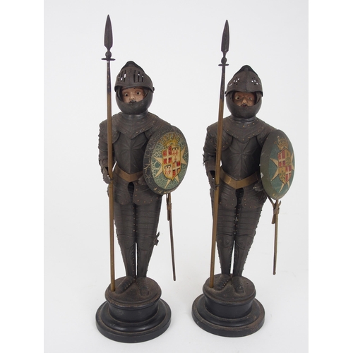 495 - A PAIR OF EARLY 20TH CENTURY MALTESE MODELS OF KNIGHTS IN ARMOUR