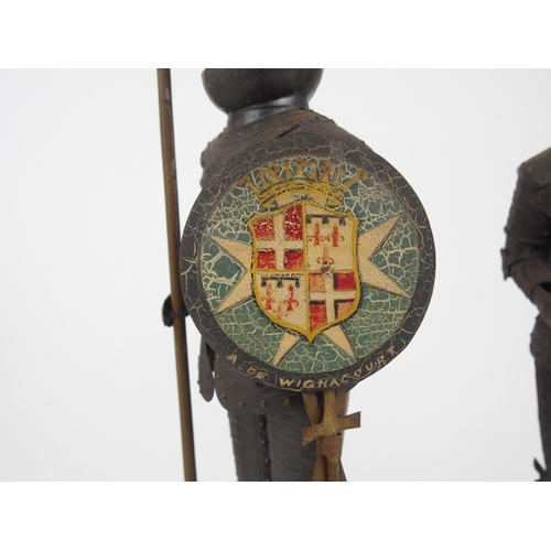 495 - A PAIR OF EARLY 20TH CENTURY MALTESE MODELS OF KNIGHTS IN ARMOUR