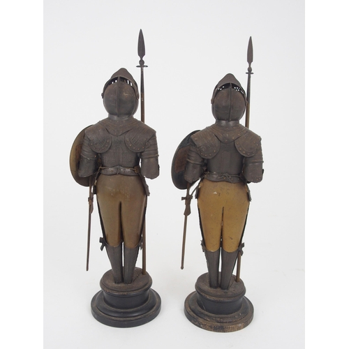 495 - A PAIR OF EARLY 20TH CENTURY MALTESE MODELS OF KNIGHTS IN ARMOUR