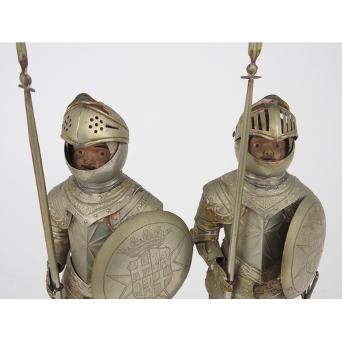 496 - A PAIR OF EARLY 20TH CENTURY MALTESE MODELS OF KNIGHTS IN ARMOUR