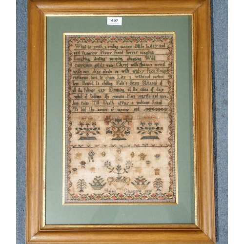 497 - A WILLIAM IV SAMPLER BY HELEN GLASGOW