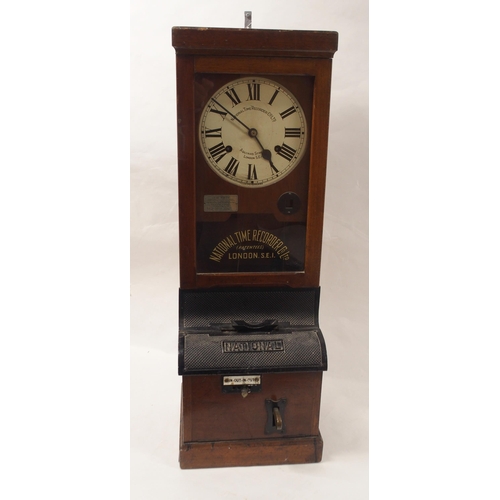 500 - AN OAK CASED NATIONAL TIME RECORDER LTD