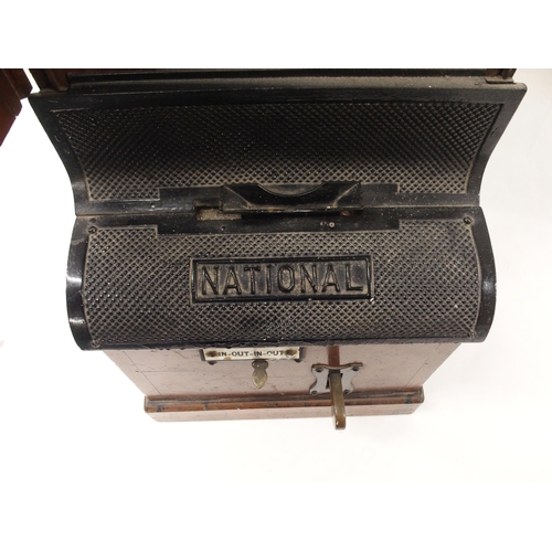 500 - AN OAK CASED NATIONAL TIME RECORDER LTD