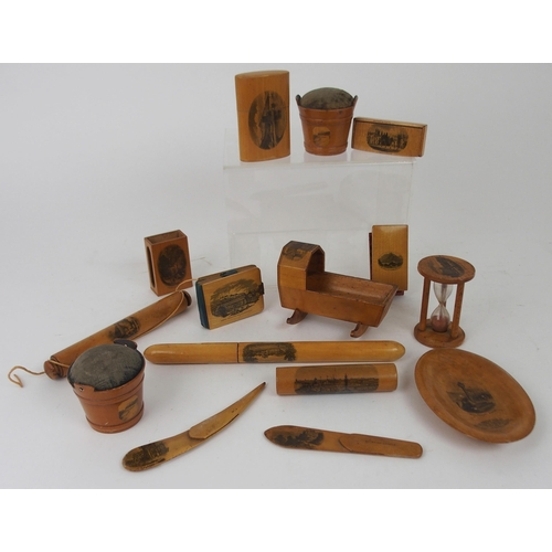 513 - FIFTEEN VARIOUS MAUCHLINE WARE ITEMS