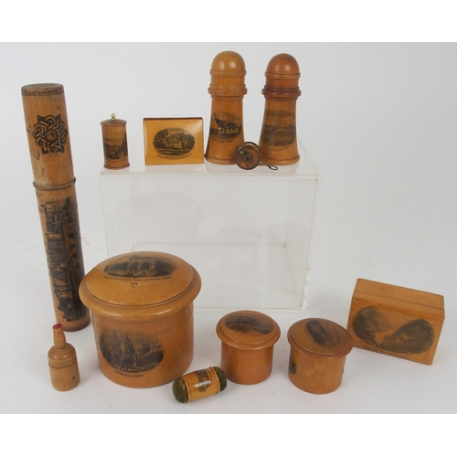 519 - TWELVE VARIOUS MAUCHLINE WARE ITEMS