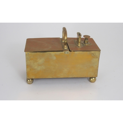 521 - A 19TH CENTURY BRASS TAVERN HONESTY TOBACCO BOX STAMPED RICH