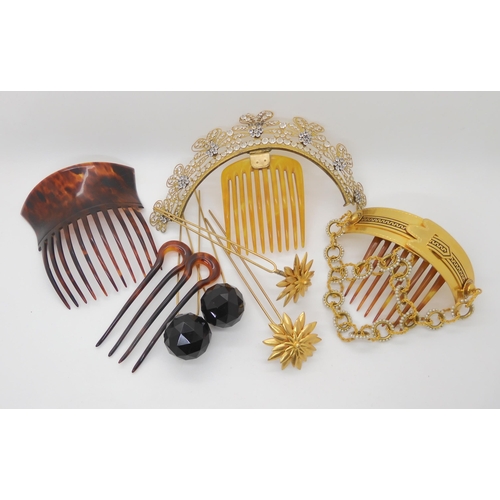 701 - A COLLECTION OF VICTORIAN AND LATER HAIR ORNAMENTS