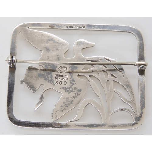 813 - A SILVER GEORG JENSEN FLYING DUCK BROOCH