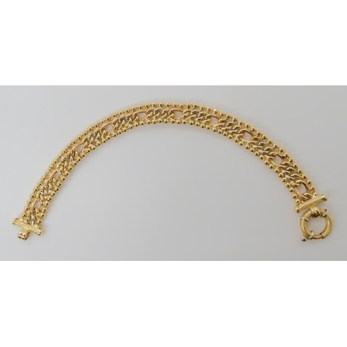 818 - AN 18CT GOLD ITALIAN MADE FIGARO AND BALL LINK BRACELET