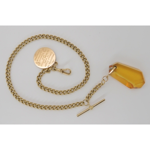 828 - A 9CT GOLD WATCH CHAIN