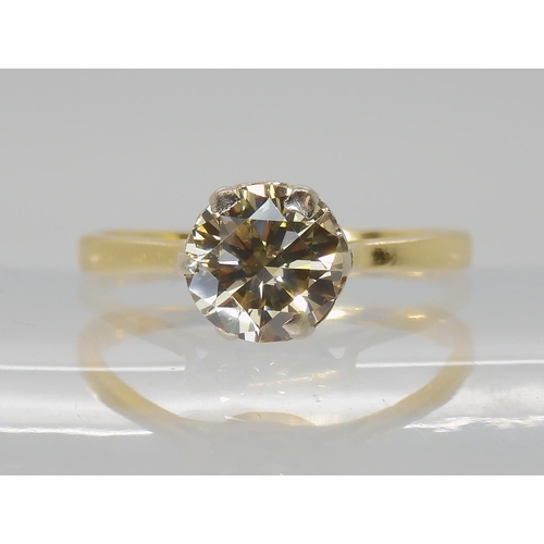 839C - AN 18CT CHAMPAGNE DIAMOND SOLITAIRE RING